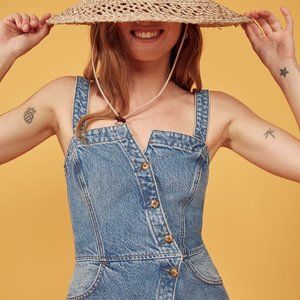 Reformation Gabriela Denim Button-Up Dress